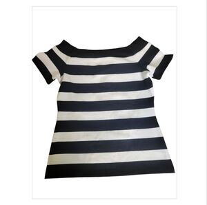 Ann Taylor Striped Black and White Women's Top